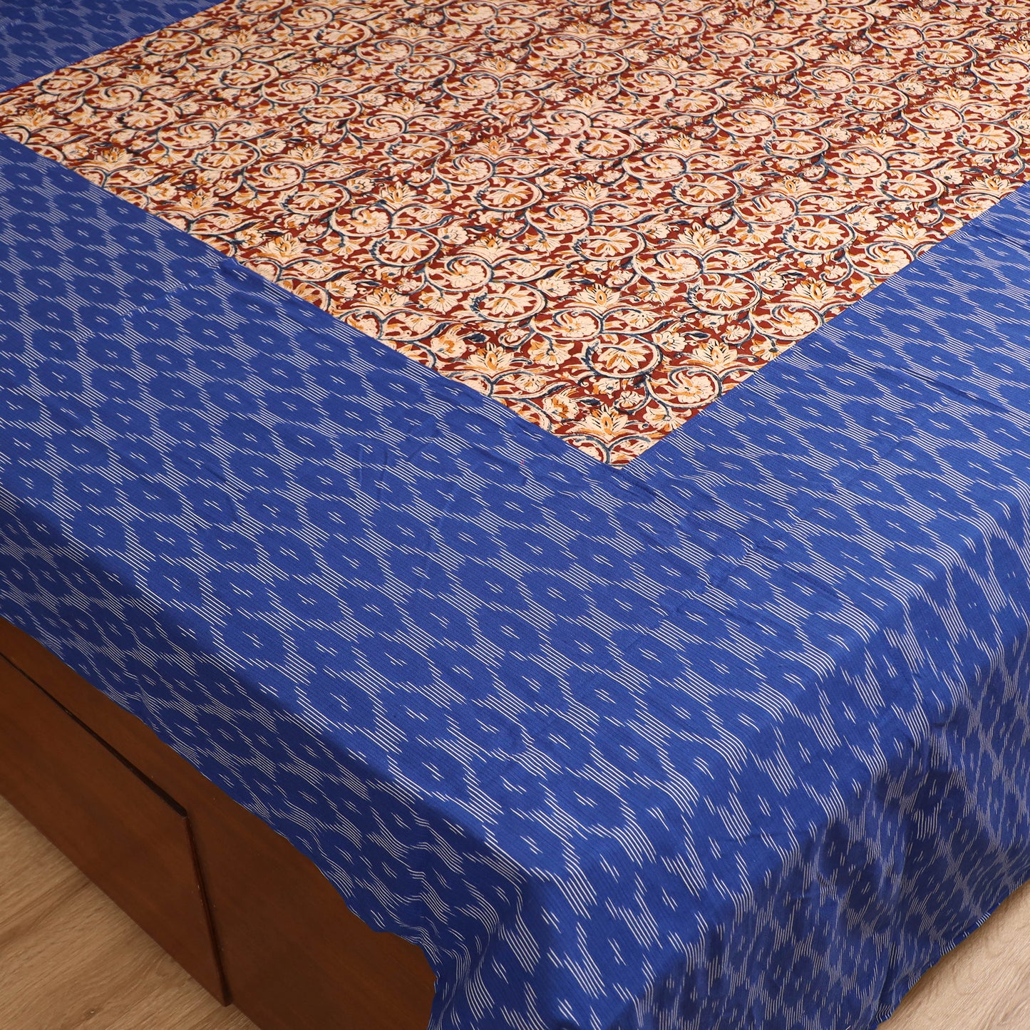 Pochampally Ikat with Kalamkari Patch Cotton Double Bedsheet Set (108 x 90 in) 22