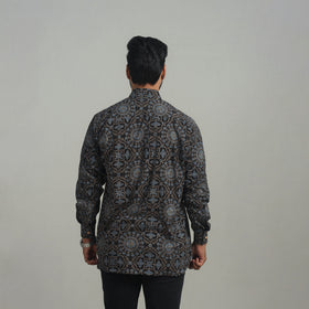 Buy Black Natural Dyed Cotton Men Ajrakh Print Shirt 