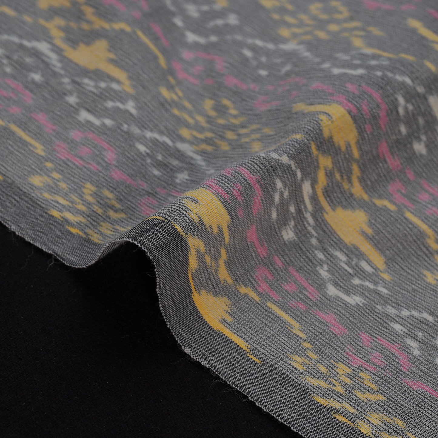 Grey - Exclusive! Pure Handspun Handwoven Pochampally Ikat Silk x Wool Fabric 20