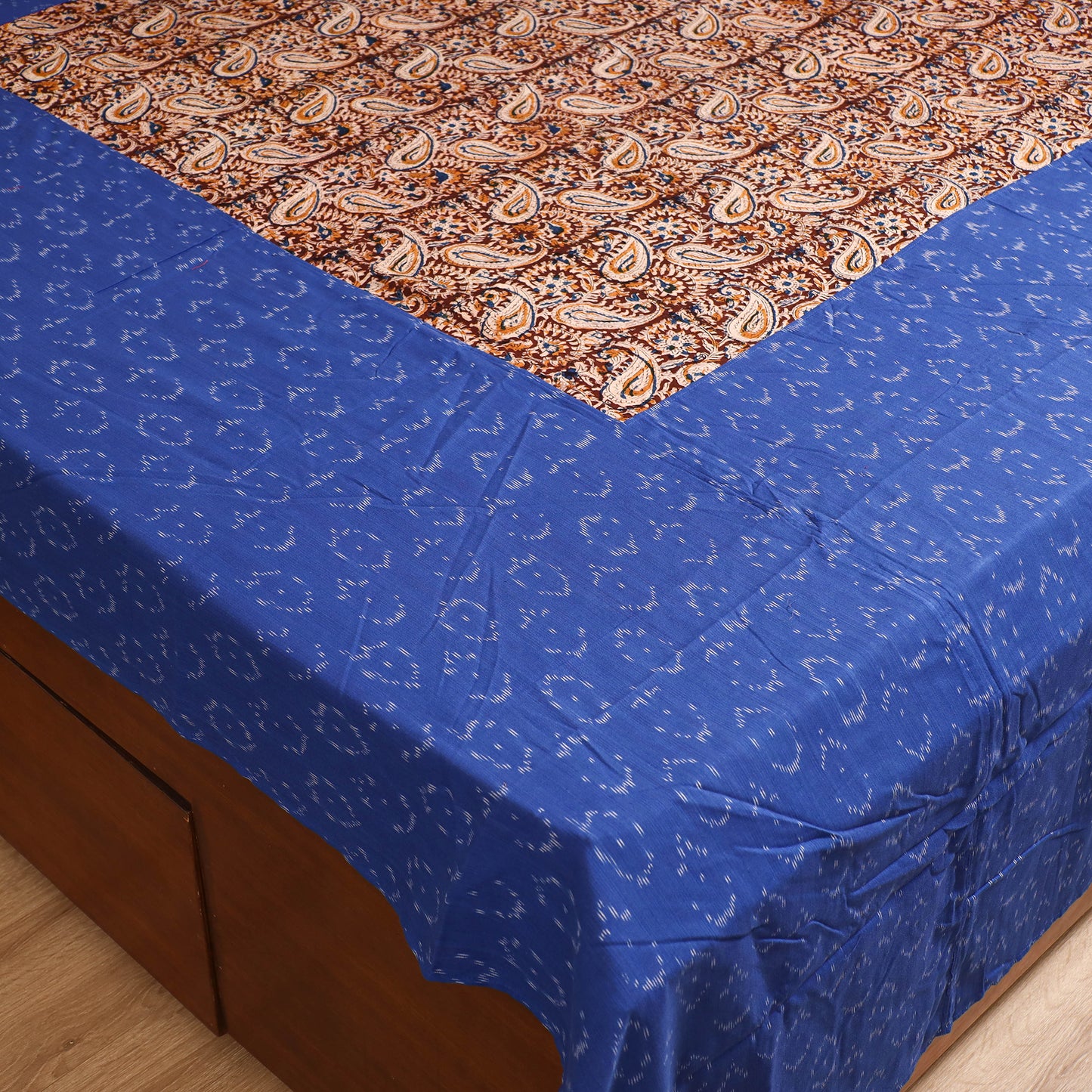Pochampally Ikat with Kalamkari Patch Cotton Double Bedsheet Set (108 x 90 in) 21
