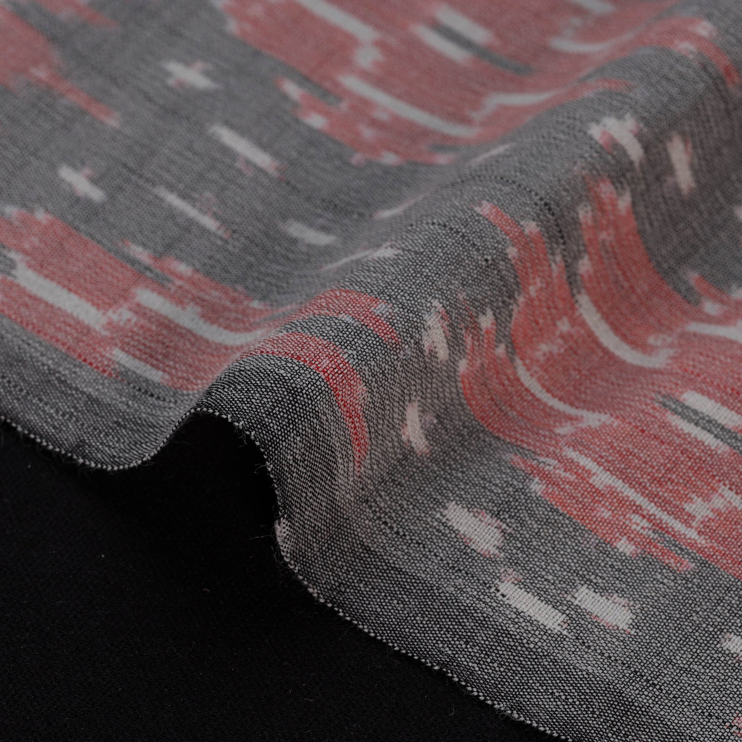 Grey - Exclusive! Pure Handspun Handwoven Pochampally Ikat Silk x Wool Fabric 21