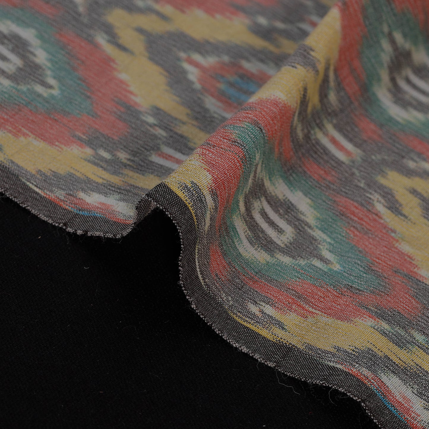 Multicolor - Exclusive! Pure Handspun Handwoven Pochampally Ikat Silk x Wool Fabric 22