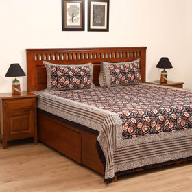 Bagru Hand Block Print Natural Dyed Cotton Double Bedsheet Set (108 x 90 in) 21