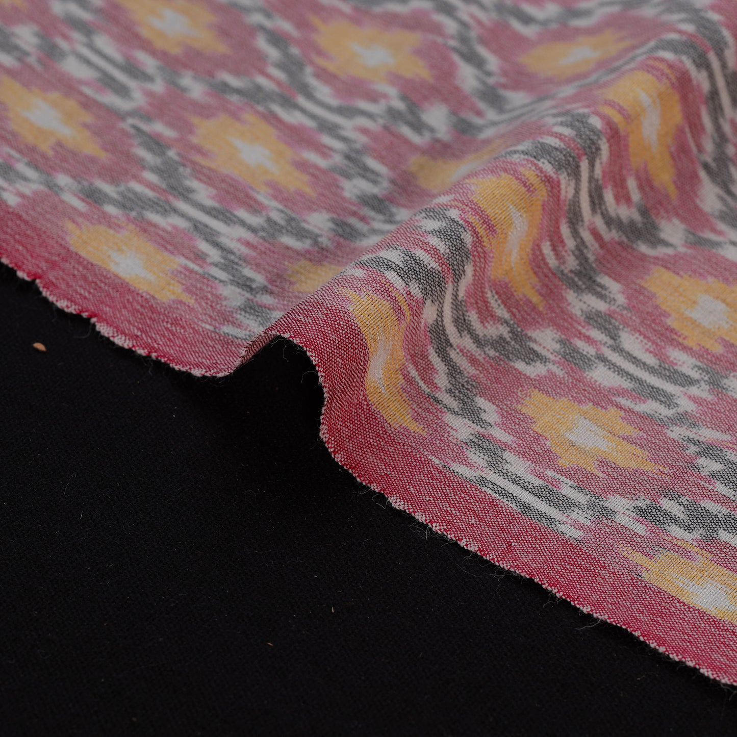 Multicolor - Exclusive! Pure Handspun Handwoven Pochampally Ikat Silk x Wool Fabric 23