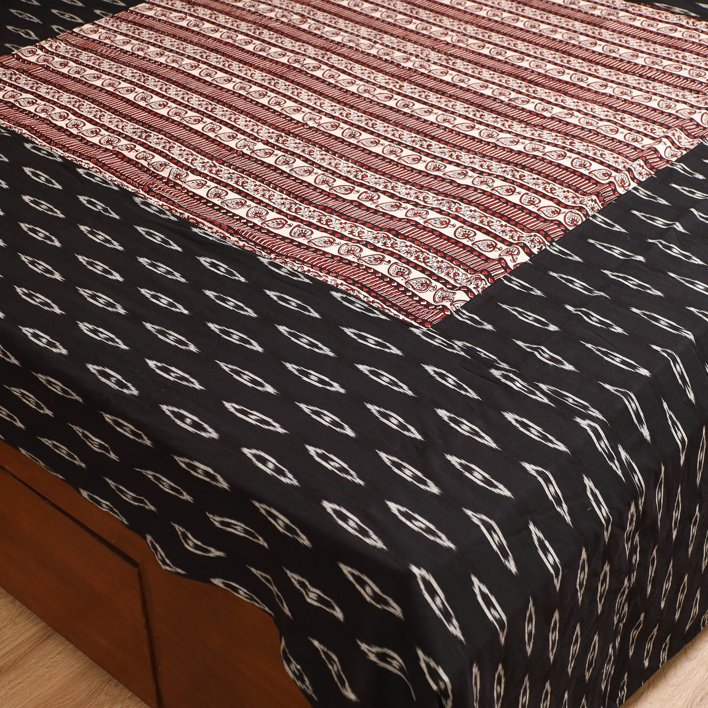 Pochampally Ikat with Bagh Patch Cotton Double Bedsheet Set (108 x 90 in) 24