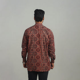 Buy Brown Natural Dyed Cotton Men Ajrakh Print Shirt 