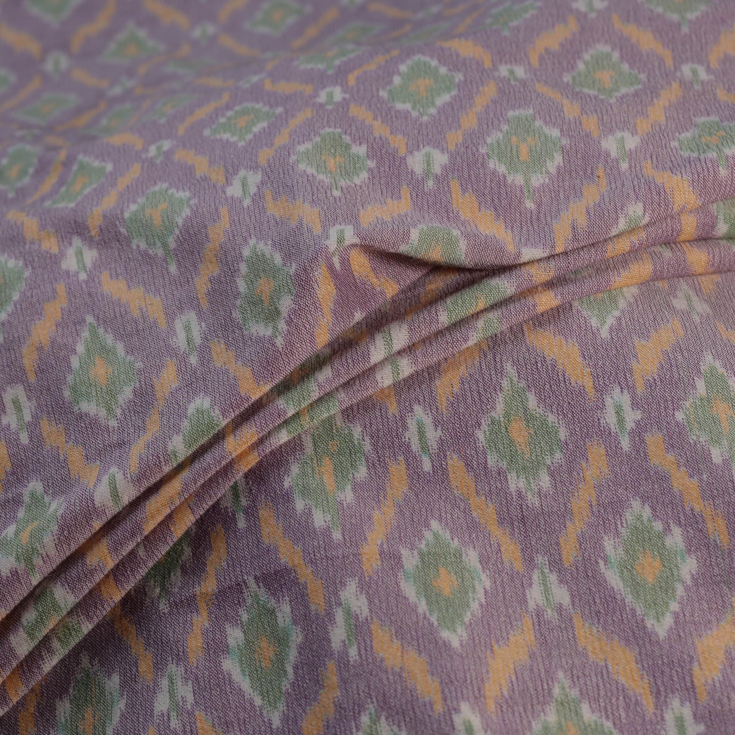 Multicolor - Exclusive! Pure Handspun Handwoven Pochampally Ikat Silk x Wool Fabric 24