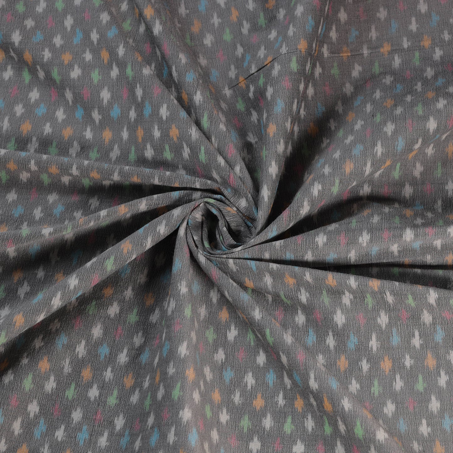Grey - Exclusive! Pure Handspun Handwoven Pochampally Ikat Silk x Wool Fabric 25