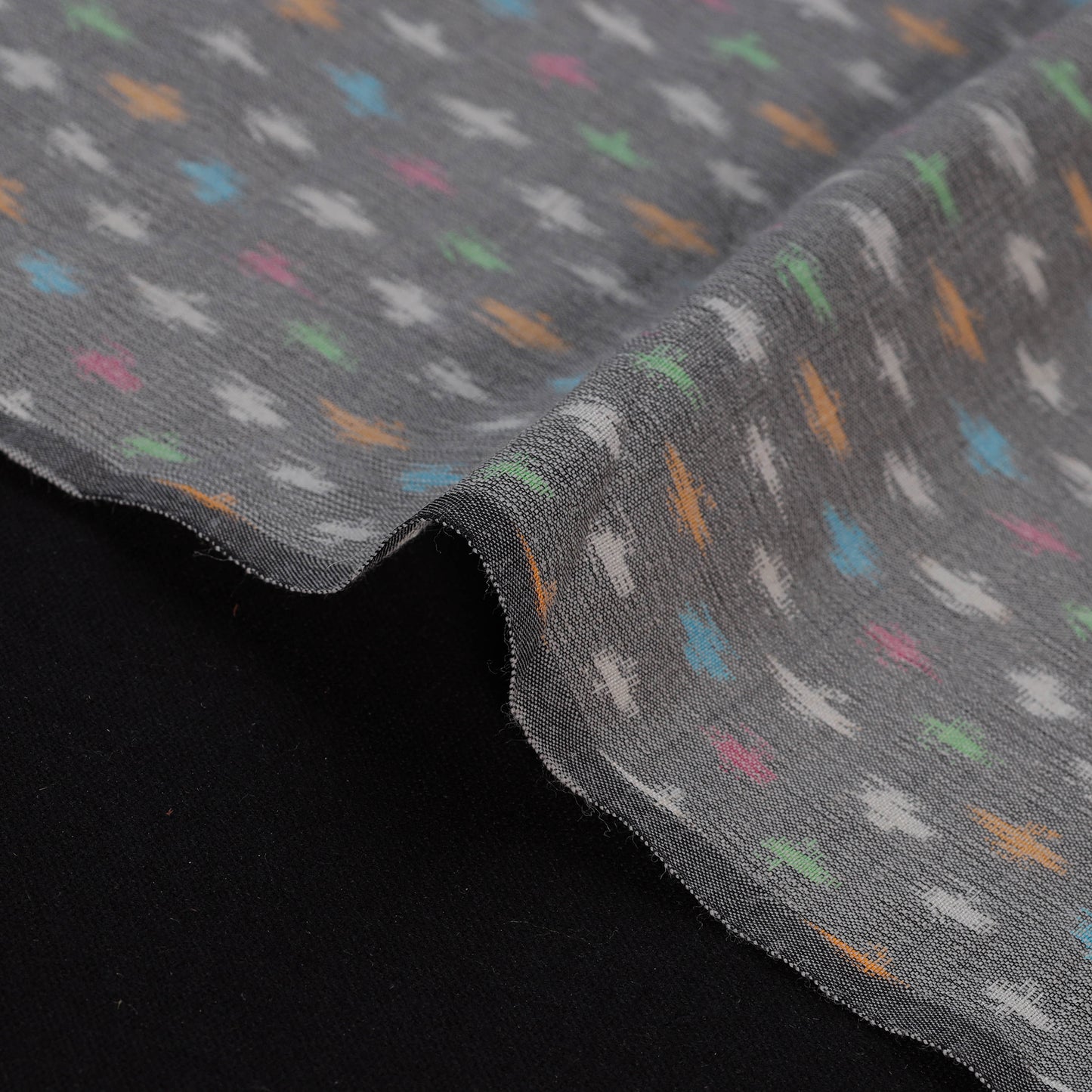 Grey - Exclusive! Pure Handspun Handwoven Pochampally Ikat Silk x Wool Fabric 25