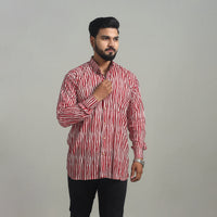 Red - Full Sleeve Cotton Men Jaipur Print Shirt 02