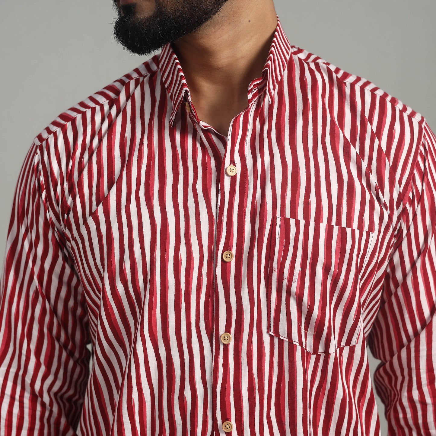 Red - Full Sleeve Cotton Men Jaipur Print Shirt 02