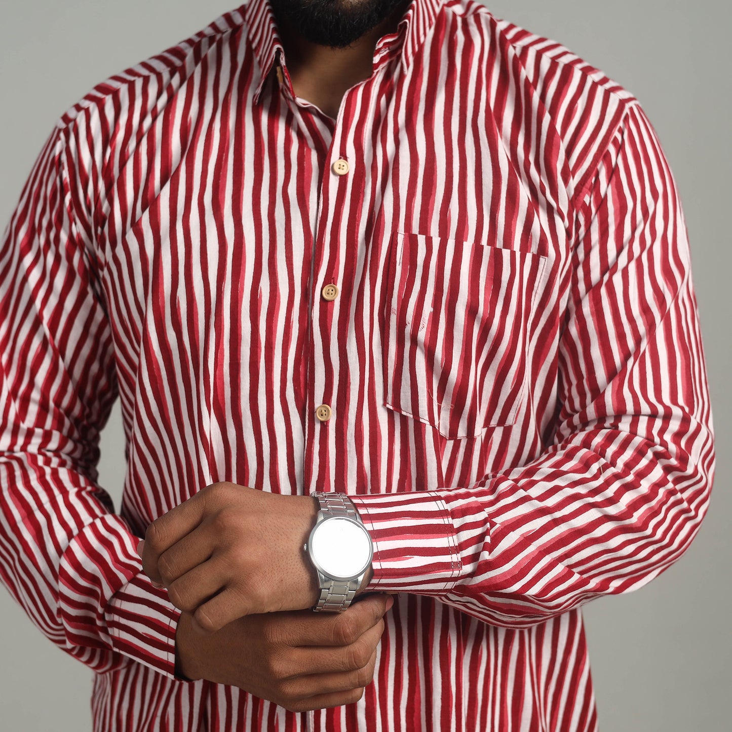 Red - Full Sleeve Cotton Men Jaipur Print Shirt 02