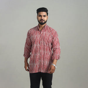 Red - Full Sleeve Cotton Men Jaipur Print Shirt 02