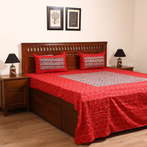 Pochampally Ikat with Bagh Patch Cotton Double Bedsheet Set (108 x 90 in) 28