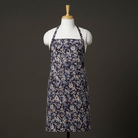 Blue Sanganeri Block Printed Cotton Apron with Pocket 