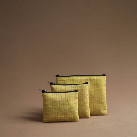 Yellow - handmade cotton multipurpose utility pouches (set