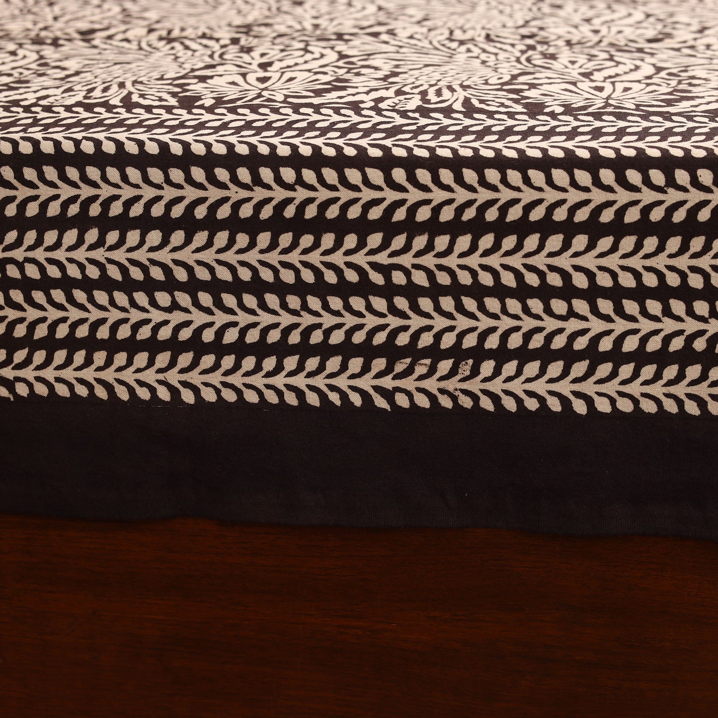 Bagru Hand Block Print Natural Dyed Cotton Single Bedsheet (90 x 60 in) 11