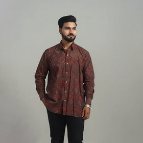 Buy Brown Natural Dyed Cotton Men Ajrakh Print Shirt 