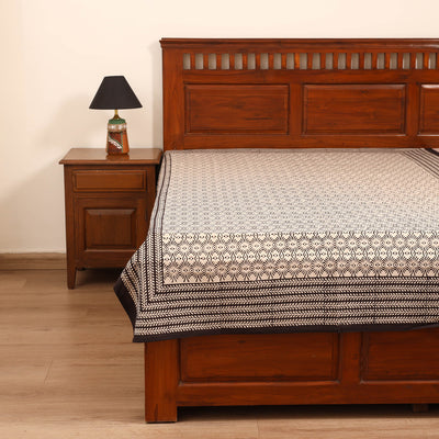 Bagru Hand Block Print Natural Dyed Cotton Single Bedsheet (90 x 60 in) 09