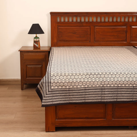 Bagru Hand Block Print Natural Dyed Cotton Single Bedsheet (90 x 60 in) 09