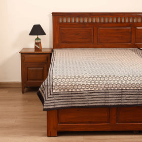 Bagru Hand Block Print Natural Dyed Cotton Single Bedsheet (90 x 60 in) 09