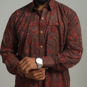 Buy Brown Natural Dyed Cotton Men Ajrakh Print Shirt 