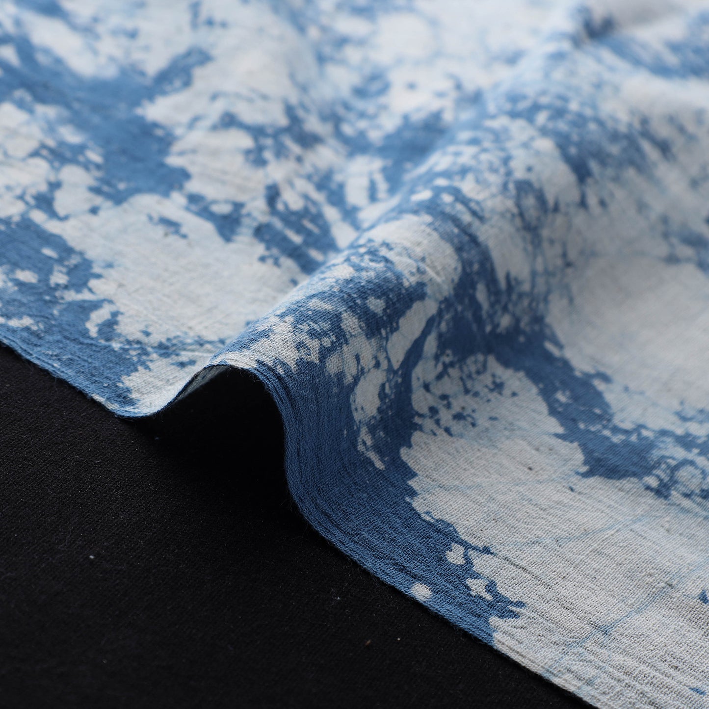 Blue - Authentic Kutch Hand Block Batik Print Pure Handwoven Natural Dyed Kala Cotton Fabric 02