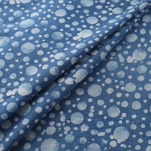 Blue - Authentic Kutch Hand Block Batik Print Pure Handwoven Natural Dyed Kala Cotton Fabric 03