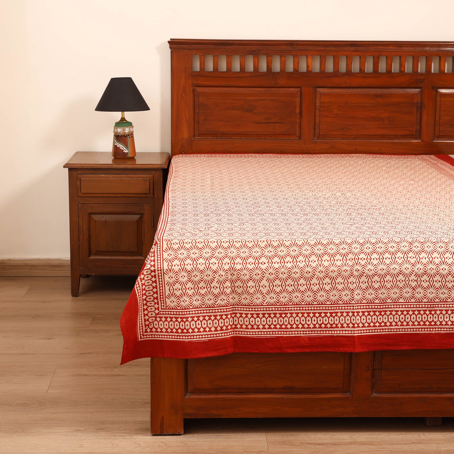 Bagru Hand Block Print Natural Dyed Cotton Single Bedsheet (90 x 60 in) 08