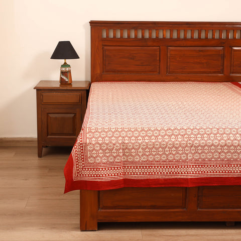 Bagru Hand Block Print Natural Dyed Cotton Single Bedsheet (90 x 60 in) 08