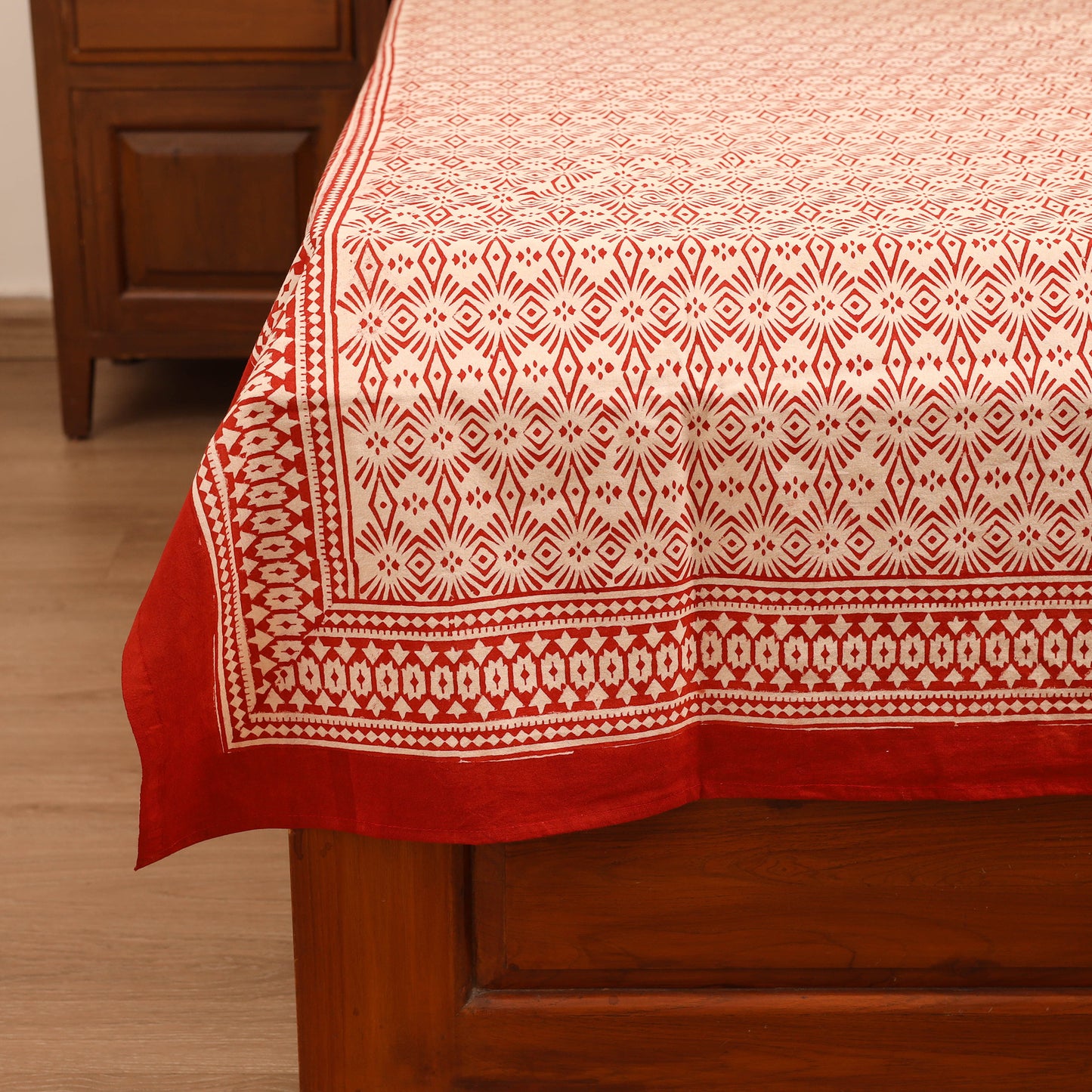 Bagru Hand Block Print Natural Dyed Cotton Single Bedsheet (90 x 60 in) 08
