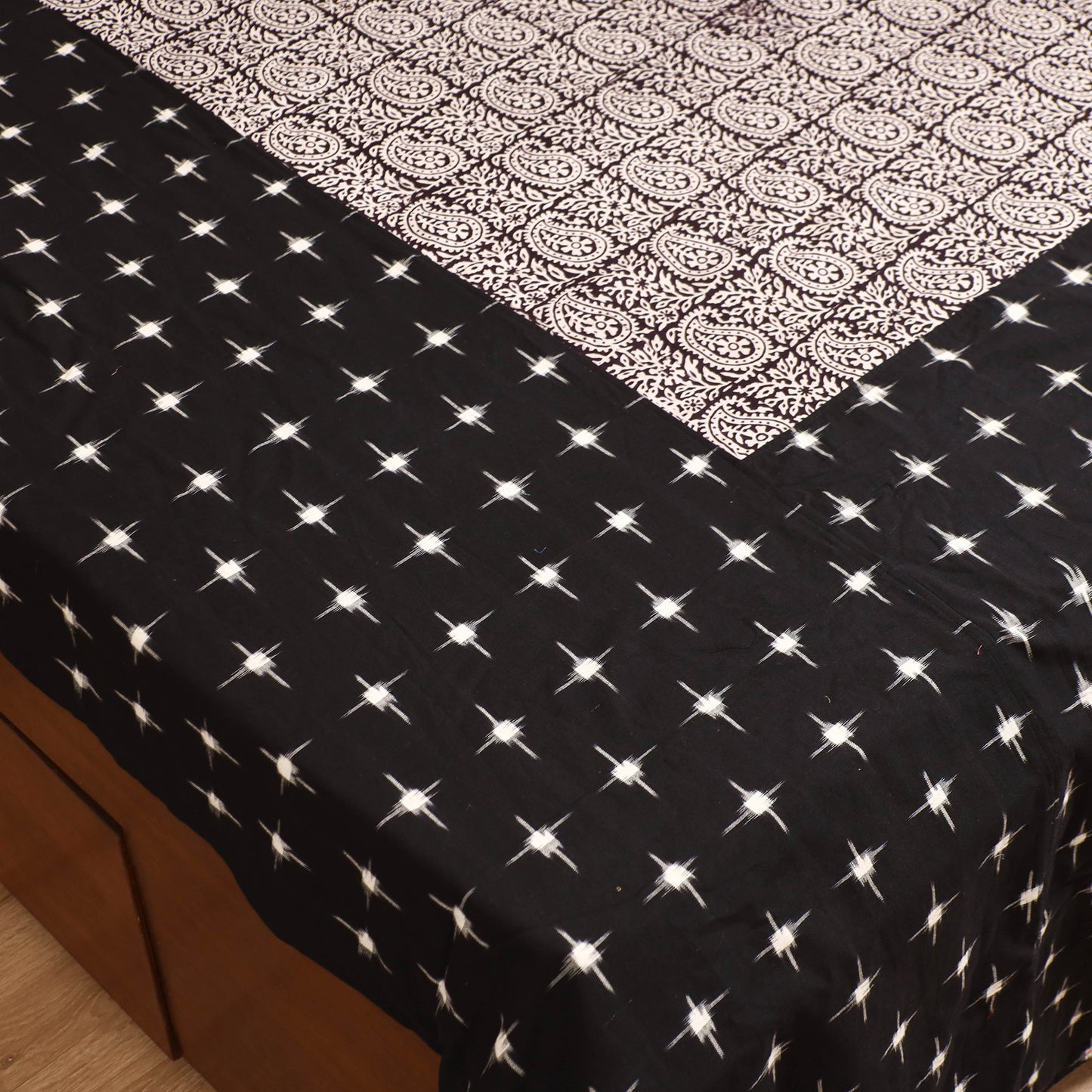 Pochampally Ikat with Bagh Patch Cotton Double Bedsheet Set (108 x 90 in) 30