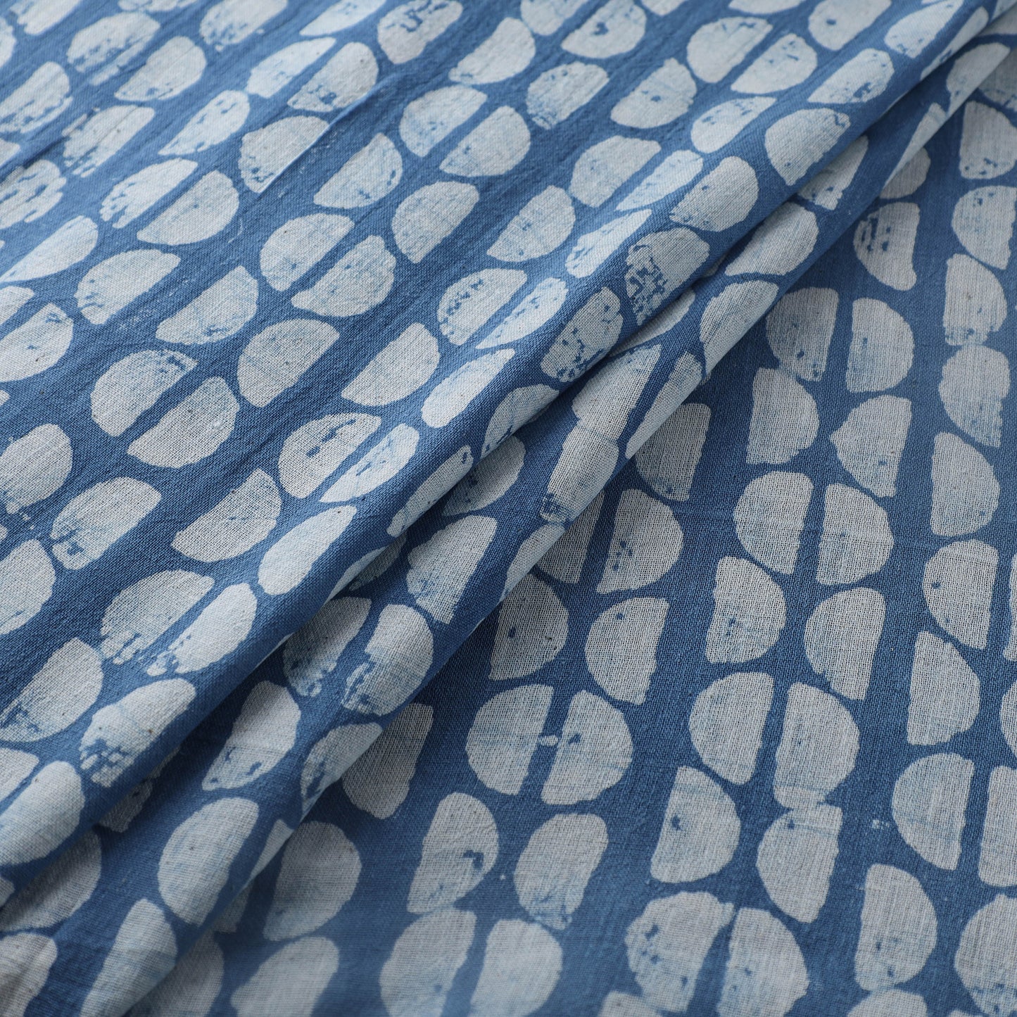 Blue - Authentic Kutch Hand Block Batik Print Pure Handwoven Natural Dyed Kala Cotton Fabric 04
