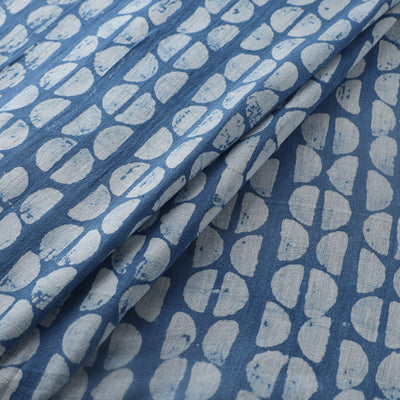 Blue - Authentic Kutch Hand Block Batik Print Pure Handwoven Natural Dyed Kala Cotton Fabric 04