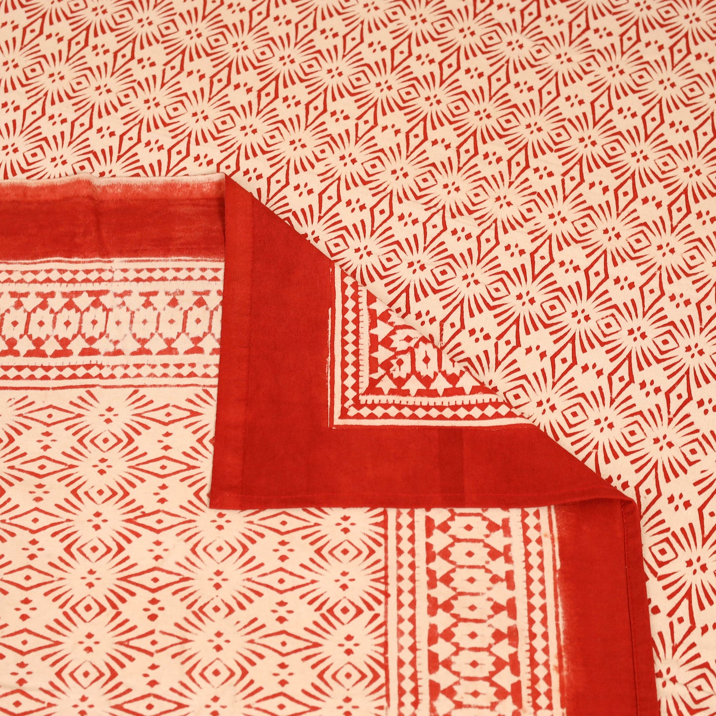 Bagru Hand Block Print Natural Dyed Cotton Single Bedsheet (90 x 60 in) 08