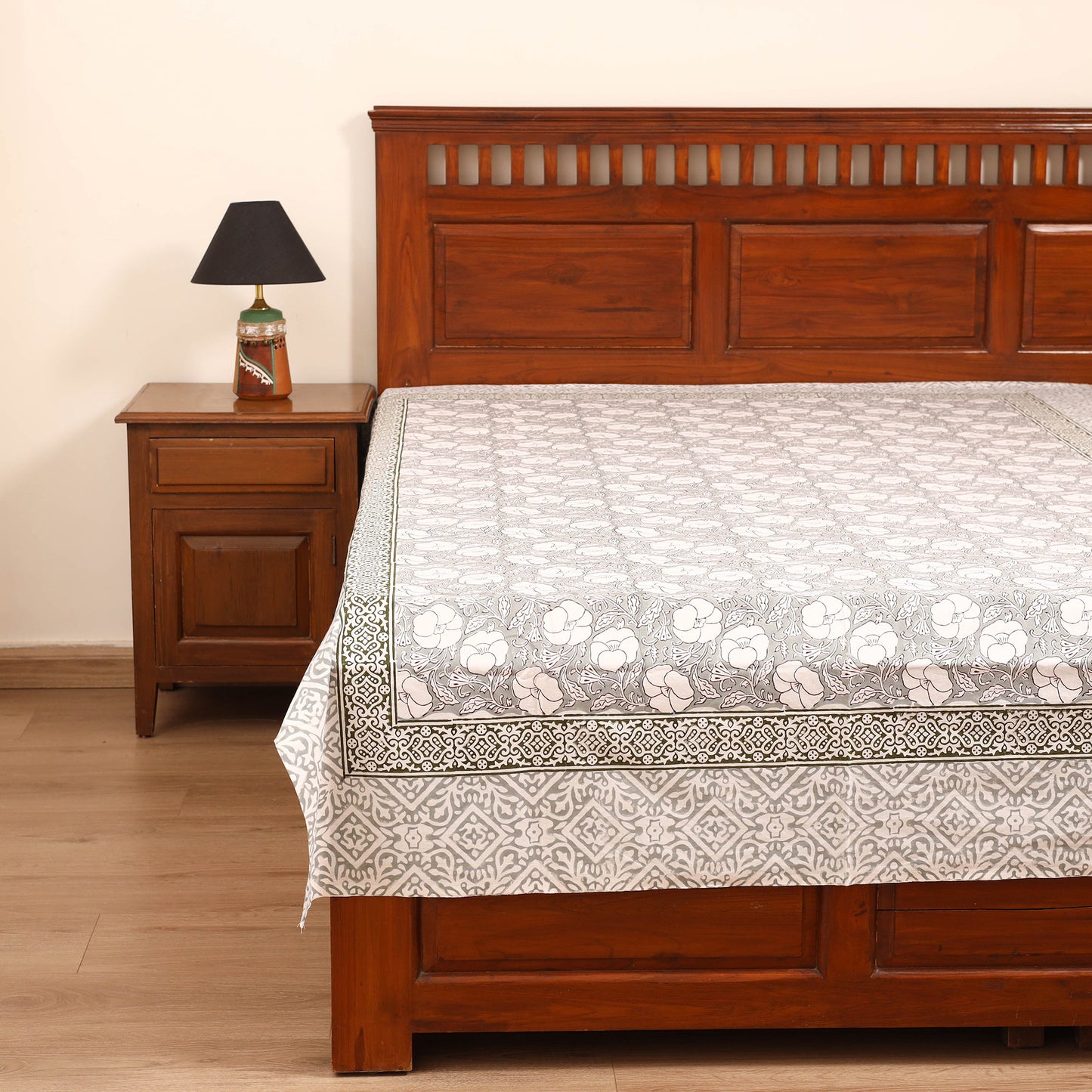 Sanganeri Hand Block Print Cotton Single Bedsheet (90 x 60 in) 07