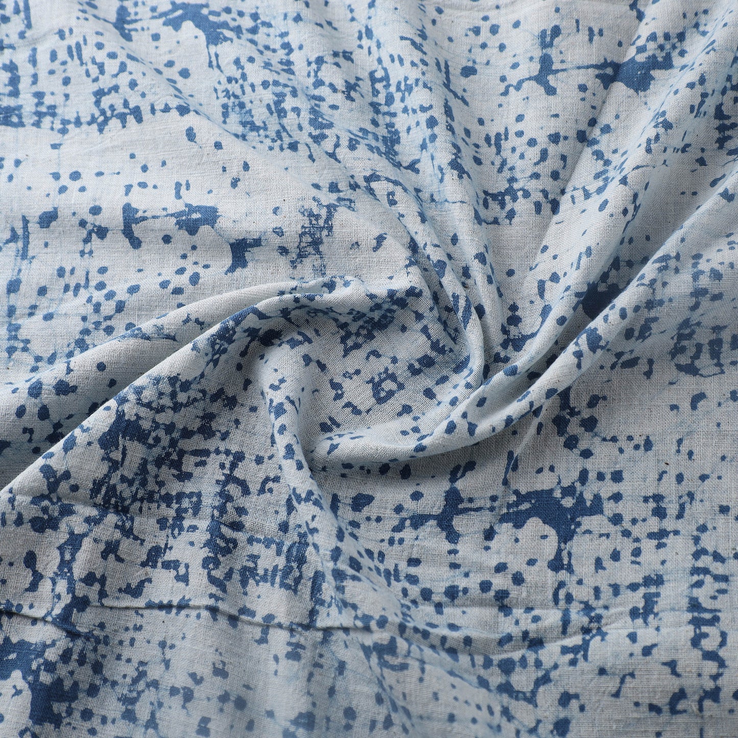 Blue - Authentic Kutch Hand Block Batik Print Pure Handwoven Natural Dyed Kala Cotton Fabric 05