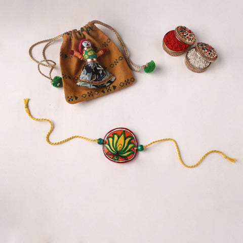 Handpainted Tholu Bommalata Leather Rakhi (Assorted) 02