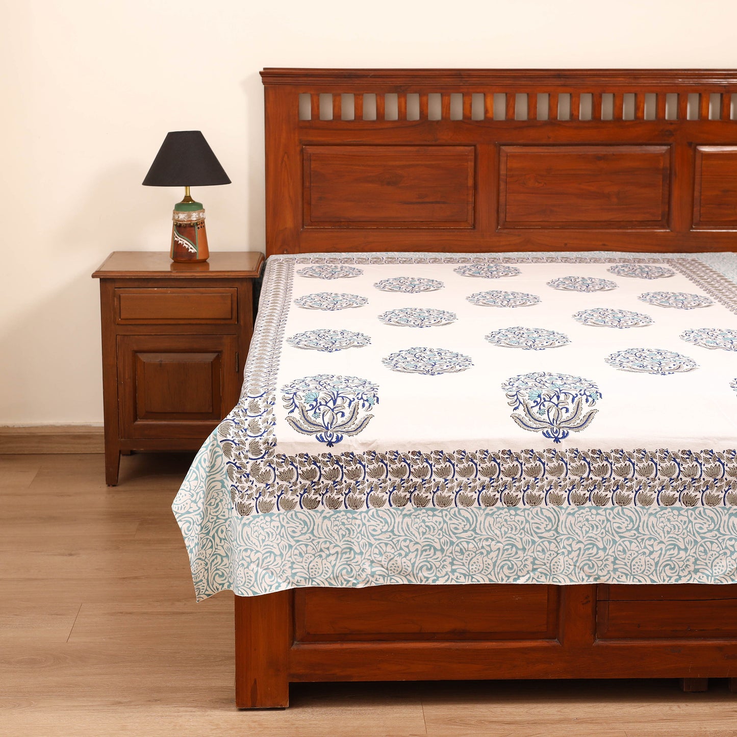 Sanganeri Hand Block Print Cotton Single Bedsheet (90 x 60 in) 06