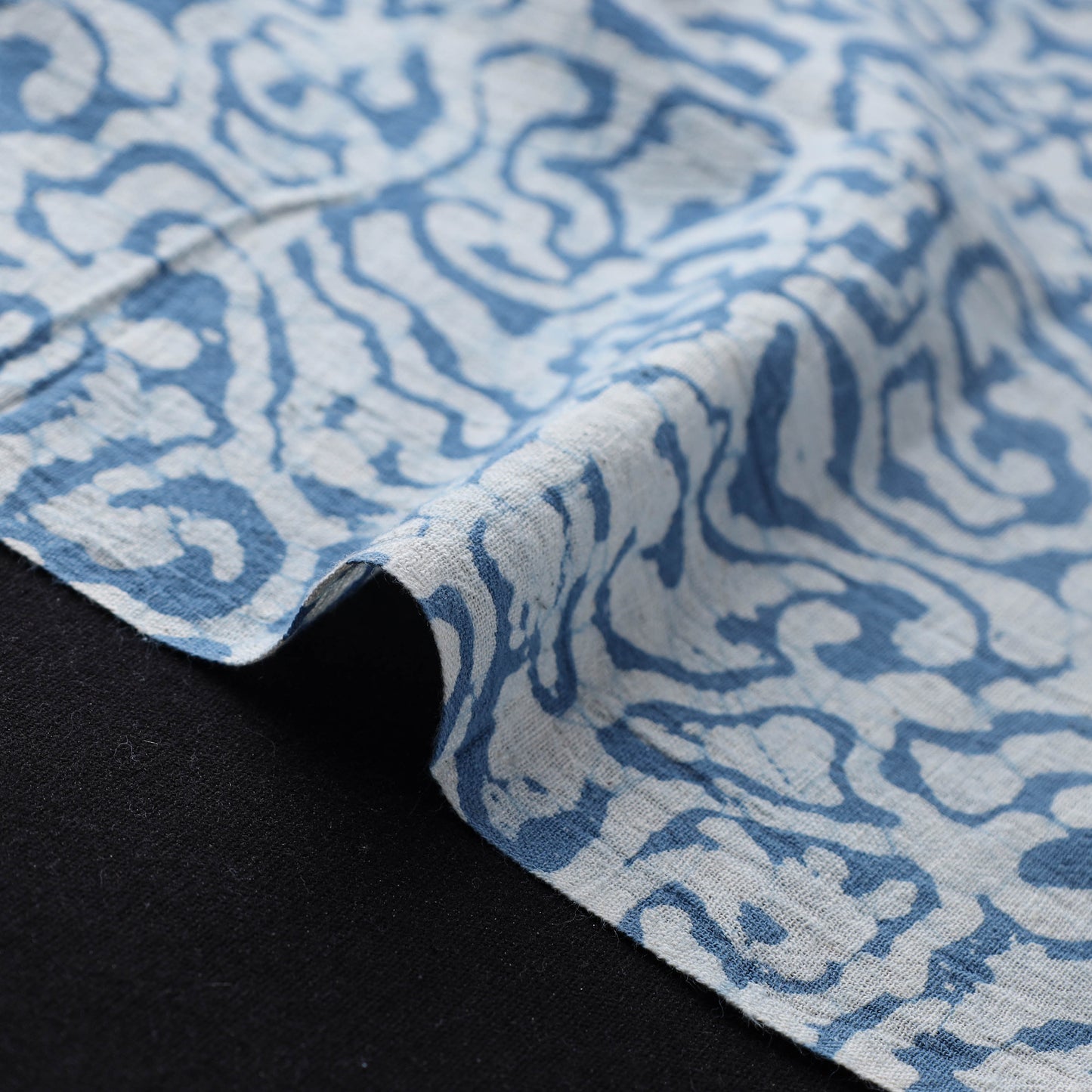 Blue - Authentic Kutch Hand Block Batik Print Pure Handwoven Natural Dyed Kala Cotton Fabric 06