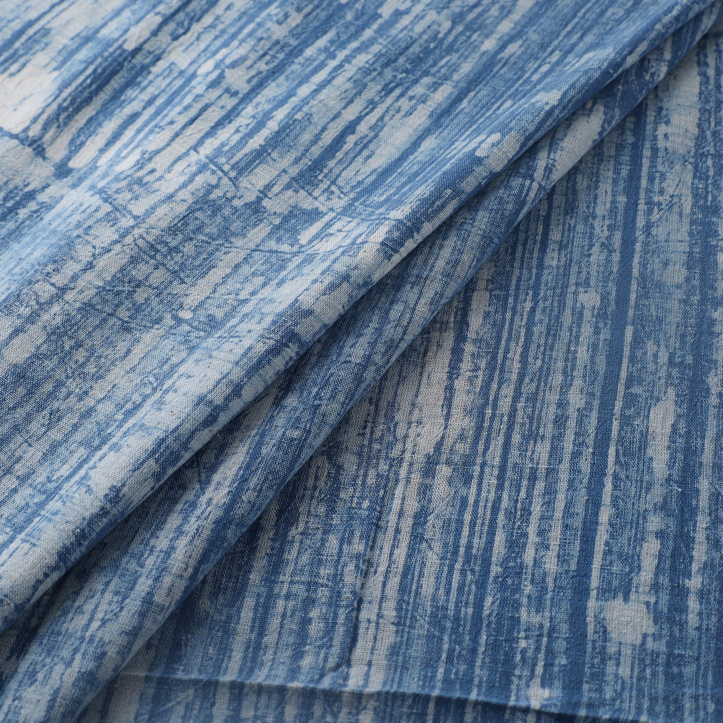 Blue - Authentic Kutch Hand Block Batik Print Pure Handwoven Natural Dyed Kala Cotton Fabric 07