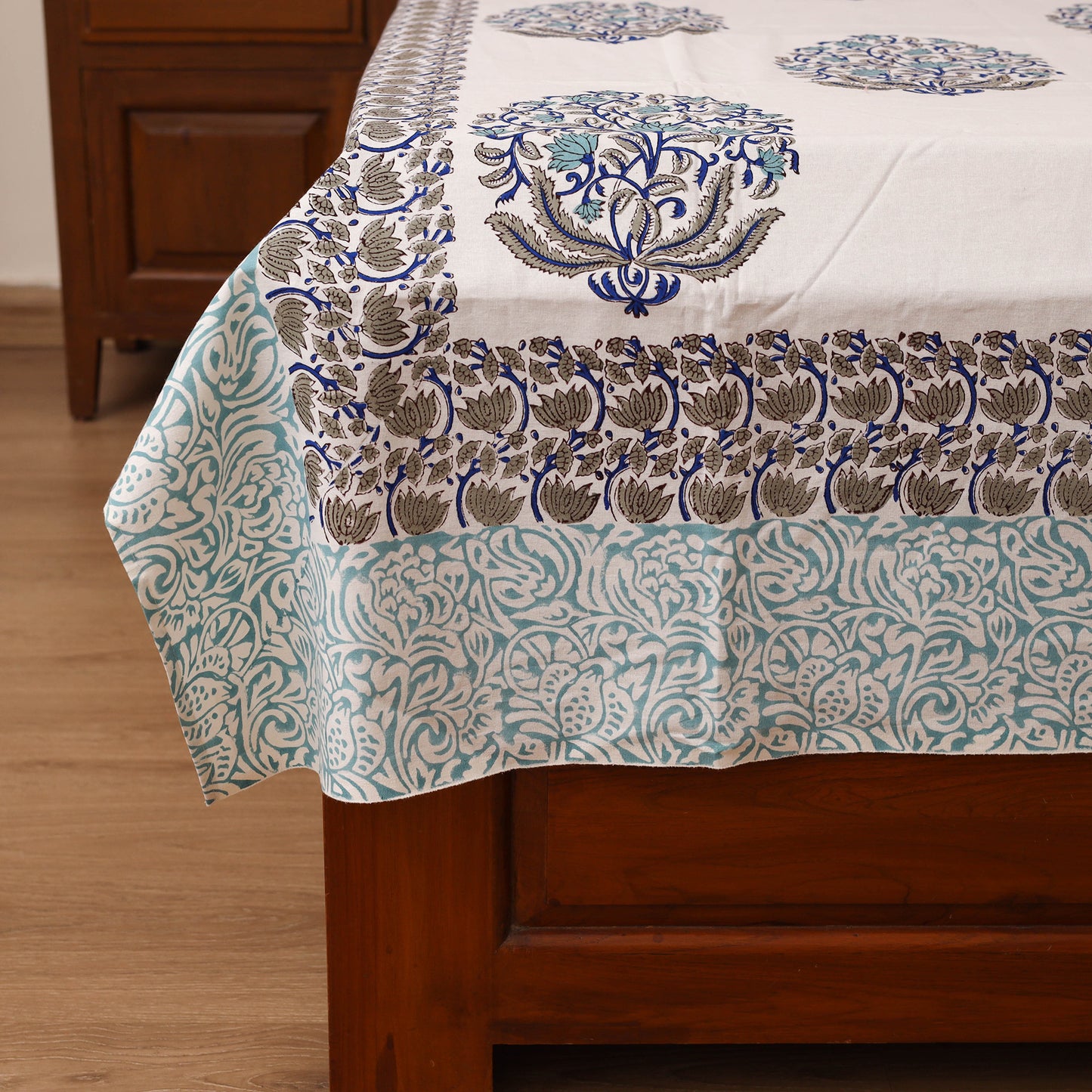 Sanganeri Hand Block Print Cotton Single Bedsheet (90 x 60 in) 06