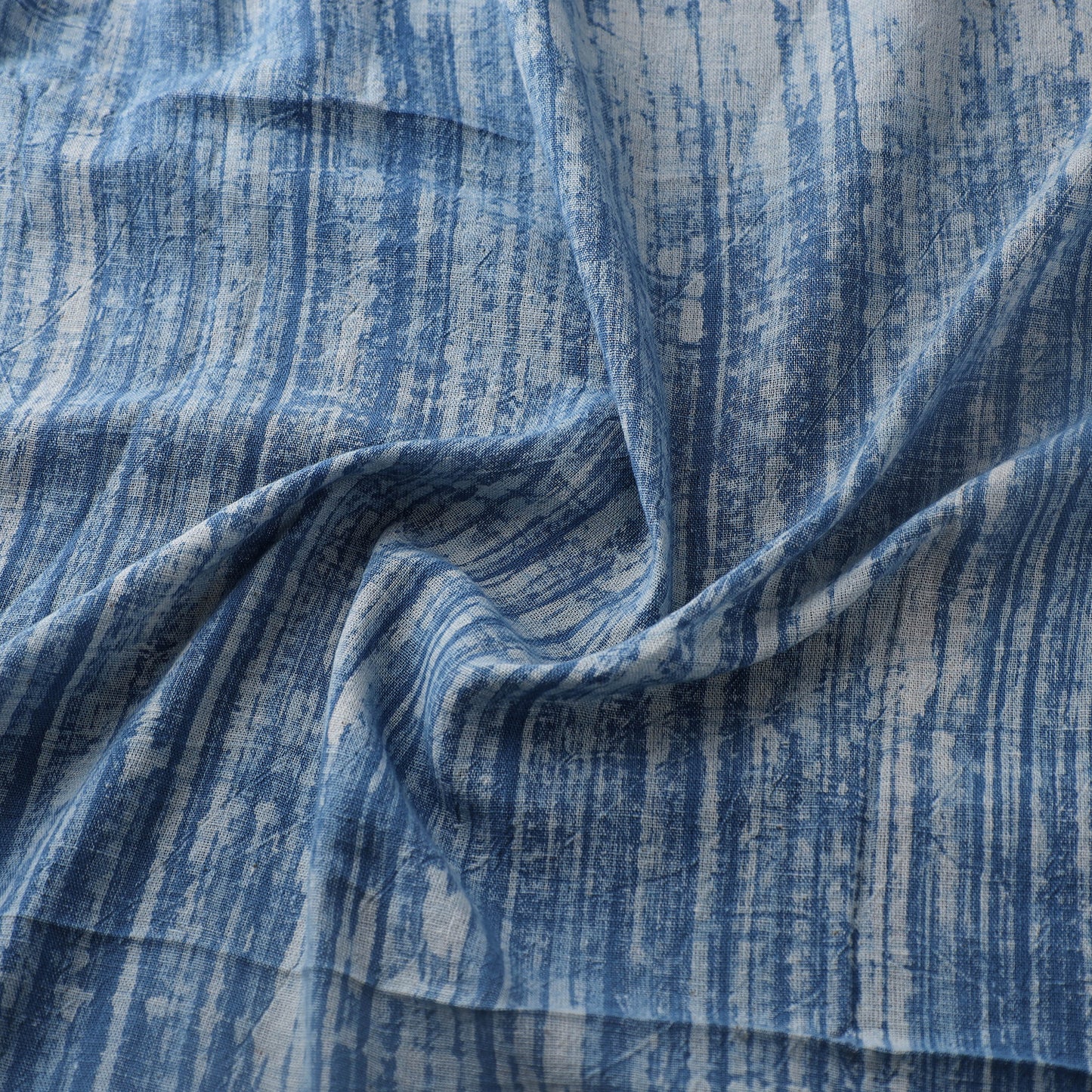 Blue - Authentic Kutch Hand Block Batik Print Pure Handwoven Natural Dyed Kala Cotton Fabric 07