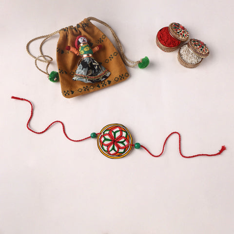 Handpainted Tholu Bommalata Leather Rakhi (Assorted) 04