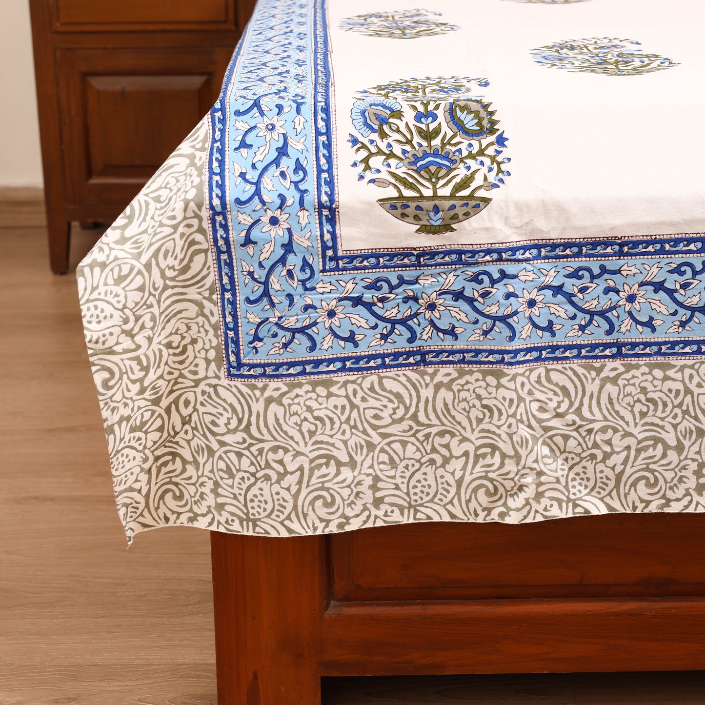 Sanganeri Hand Block Print Cotton Single Bedsheet (90 x 60 in) 05