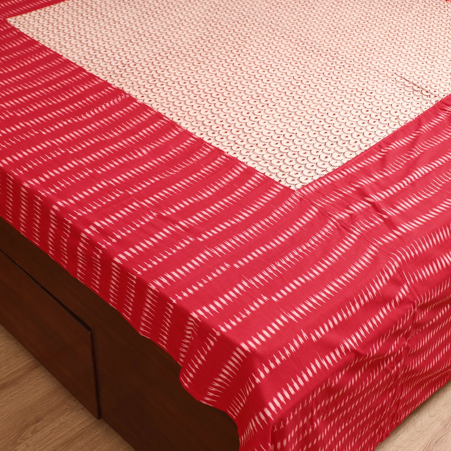Pochampally Ikat with Bagh Patch Cotton Double Bedsheet Set (108 x 90 in) 34