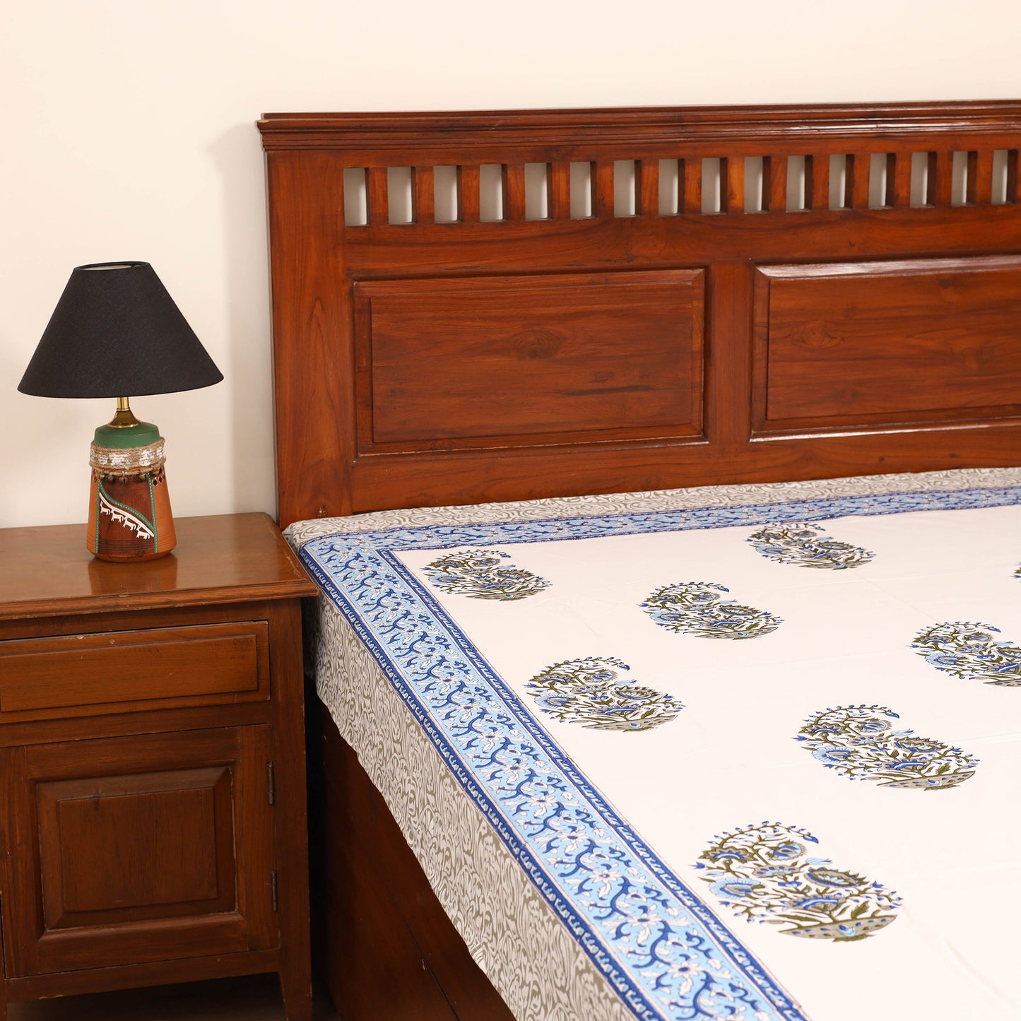Sanganeri Hand Block Print Cotton Single Bedsheet (90 x 60 in) 05