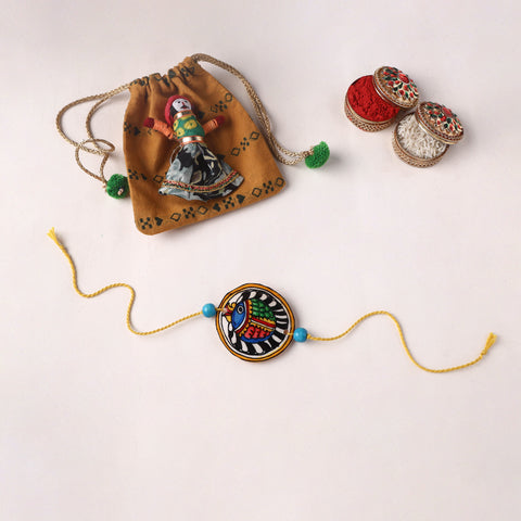 Handpainted Tholu Bommalata Leather Rakhi (Assorted) 07