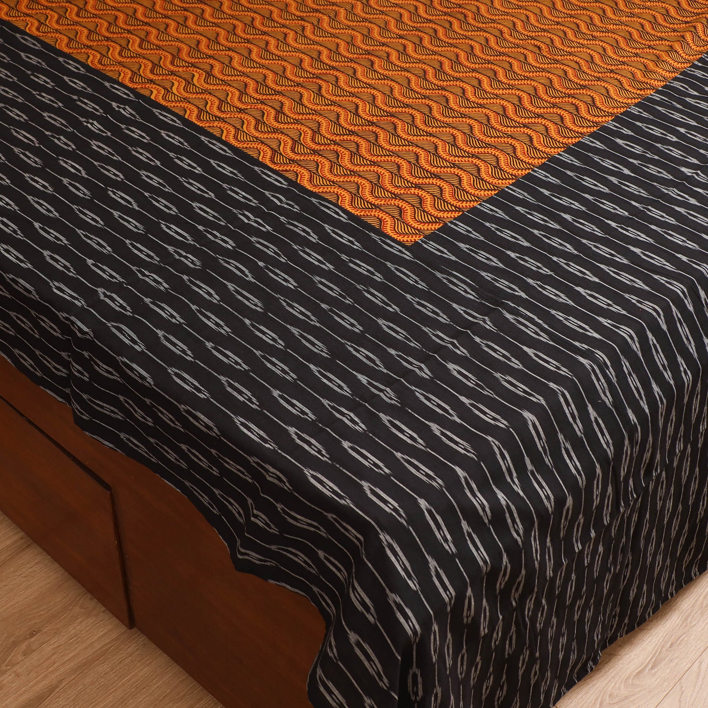 Pochampally Ikat with Bagh Patch Cotton Double Bedsheet Set (108 x 90 in) 35