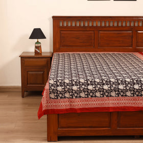 Bagru Hand Block Print Natural Dyed Cotton Single Bedsheet (90 x 60 in) 04